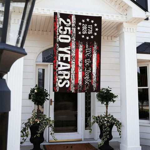 We The People 250th Anniversary USA Flag 3 by 5 Ft Outdoor Flag With 3 Layer Double Sided Print Fade Resistant on porch