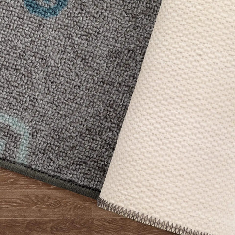 Close-up of Non Slip Stair Treads Carpet Floral Gray Peel And Stick Set Of 13 8x30 Inches Easy Install Residue Free Floor Safe backing