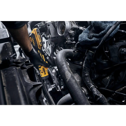 Mechanic using Atomic 20V Max Cordless Ratchet 3/8 Inch Brushless, Tool Only, Up To 70 Ft-Lbs Torque on automotive fastener