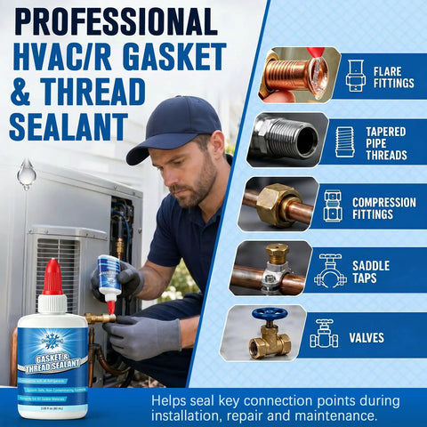 60 Ml HVAC Gasket And Thread Sealant Pro Grade Non Hardening Gasket Sealer For AC And Refrigeration Installations on flare fittings and threads