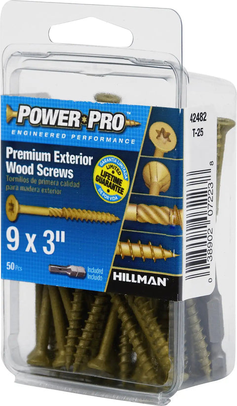 Box of Premium Exterior Wood Deck Screws 9 By 3 Inch All Purpose Outdoor Decking Screws with T25 Star Bit Bronze Finish