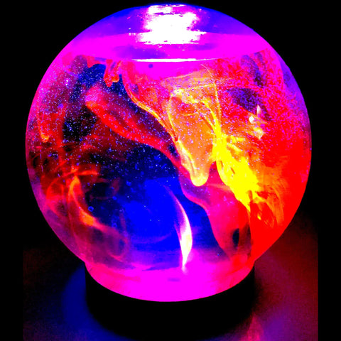 Next Gen Fluoro Lava Lamp With FluoroGel Color Burst Neon Glow For Desk Or Room Decor 4 Inch Round Light Show red glow