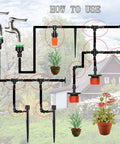 204Pcs barbed irrigation fittings kit for 1/4 in tubing; includes straight, tees, elbows, end plugs, 4-way coupling.
