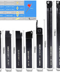Pro Grade Carbide Lathe Tool Set With Seven Boring Bars And Fourteen Indexable Inserts showing various shank holders