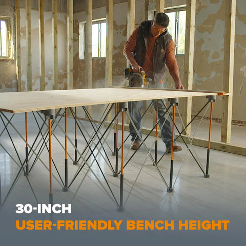 30 Inch Folding Work Table Portable 48 By 96 Inch Workbench With 6000 Pound Capacity 15 Steel Struts Collapsible Heavy Duty Saw Table For Garage Mobile Workstation With Storage Bag No Assembly Required