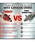 Front view of a tools banner showing two tungsten carbide burrs (left solid double-cut, right hollow) with VS graphic.
