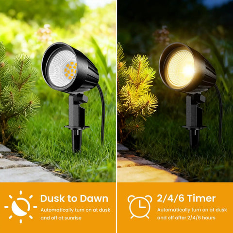 Low Voltage Landscape Lighting Kit With 100W Transformer, 12W LED Garden Lights, 65 Ft UL Listed Wire, dusk to dawn, timer