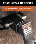 Stainless Steel Trailer Hitch Lock With Five-Eighth Inch Pin Diameter Fits Two-Inch Or Two And A Half-Inch Receivers Barbell-Style Locking Hitch Pin for secure towing.