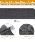 Non Slip Stair Treads Carpet 8x30 Inches Pack Of 15 Peel And Stick Self Adhesive Step Mats dimensions and texture detail