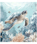 Sea Turtle Blue Dishwasher Magnet Cover Sticker For Refrigerator And Kitchen Appliances, ocean scene with turtle and coral