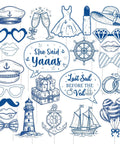 Last Sail Before The Veil Photo Booth Props Kit 24 Nautical Bachelorette Party Decorations With Anchors Rings Ships Hats