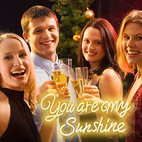 Group celebrating with Personalized You Are My Sunshine Neon Sign Large 23 Inches Dimmable LED Neon Light, warm glow