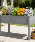 Waist-Height Raised Garden Bed With Legs, 48 By 24 By 30 Inch Solid Wood Planter Box Stand With Liner For Outdoor Patio, With Plants