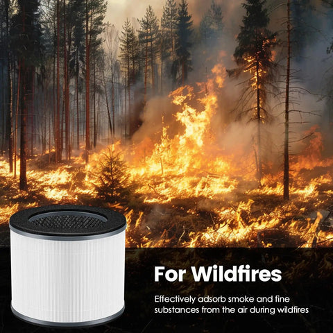 Replacement HEPA Filter For TotalClean 5 In 1 Air Purifier AP T10 BK WT Easy Install 2 Pack with wildfire background.