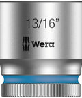 Zyklop 13/16 Inch Socket 3/8 Inch Drive With Ball Stop Groove, knurled grip, color-coded, chrome finish, tool detail