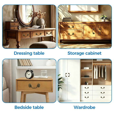 Drop Bail Cabinet Handle Pull In Vintage Brown Zinc Alloy on furniture: dressing table, storage cabinet, bedside table, wardrobe