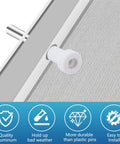 Twelve Pack Window Screen Plunger Latches With Aluminum Pins And White Caps One Point Five Inch Length, close-up on installation.