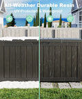 Outdoor Resin Storage Deck Box Lockable And UV Resistant 85 Gallon Bin Weatherproof with snow and sunshine division