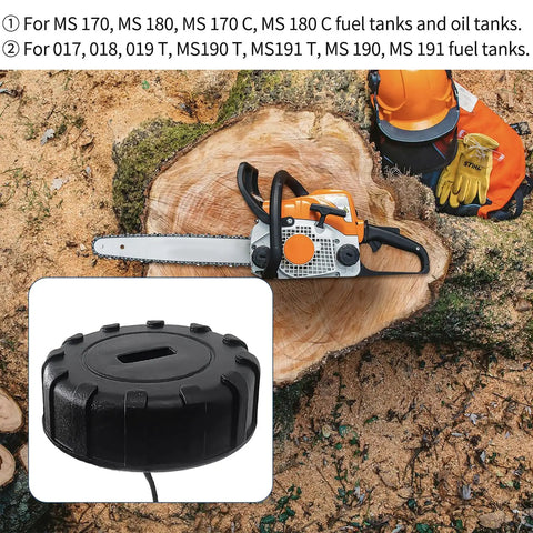 Gas Tank And Oil Filler Cap Replacement For Stihl MS170 MS180 Chainsaw 1130 350 0500 Fits 017 018 Models, cap close-up