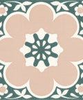 Pink Daphne Floral Peel And Stick Vinyl Floor Tiles 12x12 Inches Set Of 10 Easy No Mess Install Water Resistant And Washable DIY Sq Ft Per Carton Retro Vintage Floral Design For Quick DIY Floors, featuring a retro pink and green floral pattern.
