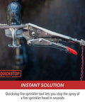 Emergency Fire Sprinkler Shutoff Wrench showcasing a grip lever on a fire sprinkler head stopping water spray.