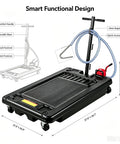 Heavy Duty 17 Gallon Low Profile Oil Drain Pan With Hand Pump Hose For Auto Shop Garage Fluid Collection Tank with wheels and hose organizer.
