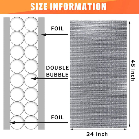 Garage Door Insulation Kit With 16 Double Bubble Panels And 100 Adhesive Tape, Reflective Aluminum Radiant Barrier Sheets diagram.
