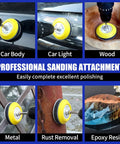 3 Inch Gold Sanding Discs Set For Drill Attachment on car body, light, wood, metal, rust, epoxy resin
