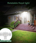 Solar Security Light With Motion Sensor Rechargeable 2400mAh Battery Delivers 1600 Lumen Flood Light IP65 Weatherproof