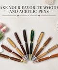 Slick 10 Piece Wood Turning Pen Kit With 7 Millimeter Slimline Twist Refills And Bold Assorted Colors, showcasing vibrant pens.
