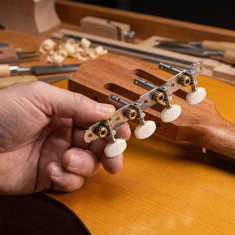 Upgrade Classical Guitar Tuning Pegs Set For 4L4R And Other Styles Easy Fit Replacement Hardware For Stable Tuning And Smooth Turn Durable Build No Fuss Install For Replacing Old Or Broken Guitar Tuner Parts, metal guitar tuner close-up