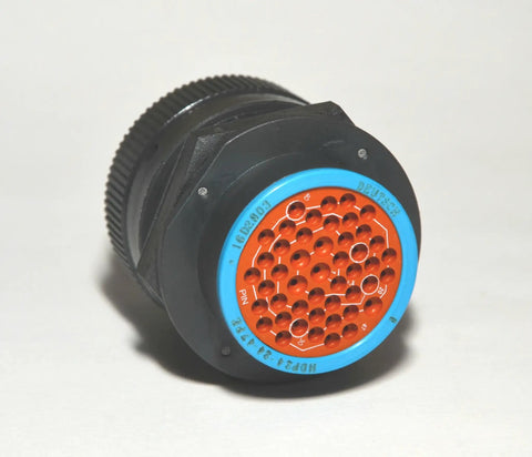 Bulkhead 47 Pin Connector Kit With 14 20 AWG Solid Contacts, black housing, side view