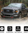Truck with Tow Hook Cover Set 2Pcs For Ford F-150 2004-2026, Red Exterior Truck Accessories, driving through mud