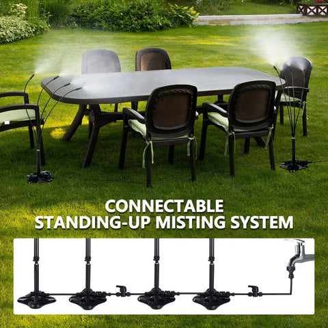 Outdoor Patio Standing Misters Portable Misting System For Cooling Your Yard 26.5 Foot Mist Line With 31.5 Inch Tall Water Mister