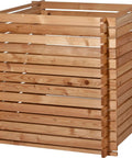 Green Label Larch Wood Composter With Plug In System, Square 79 Cm Per Side, Solid Wood Garden Bin With 420 L Capacity, FSC Certified