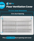 6 X 12 Inch Duct Opening Floor Register Vent Cover With One Way Deflector Adjustable Dampers And 24 Louvers product image.