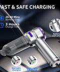 Cordless Car Vacuum Cleaner With 22000 Pa High Power Suction showing charging indicators on a car seat