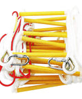 32 Ft Fire Escape Rope Ladder For Four Story Homes With Spring Hooks And Safety Cord Emergency Escape Ladder Life Saving Fire Rescue Tool Ready No Brainer Safe Escape For Any Fire Breaks And Family Safety At Home, coiled view with hooks and cords