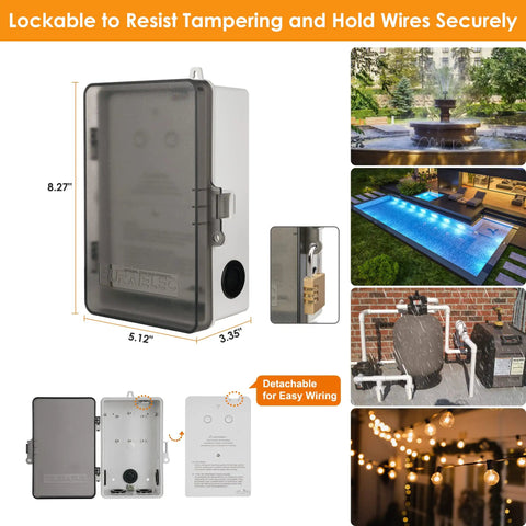 Beast Dual WiFi Pool Timer With Independent 120/277V Switches in outdoor use with pool, lights, and fountain control applications