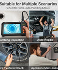 4.3 Inch Borescope With Light Endoscope Camera used for plumbing, auto repair, vehicle check, and appliance maintenance.