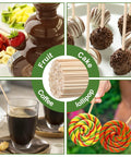 100 Piece Solid Wood Dowel Rods Assortment With 1/8 3/16 1/4 5/16 3/8 Inch Diameter By 6 Inch Length used for holding fruits and treats.
