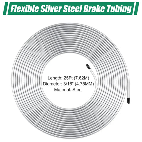 25Ft Three Sixteenth Inch Zinc Coated Steel Brake Line Tubing Kit With 16 Inverted Flare Fittings coiled tubing view