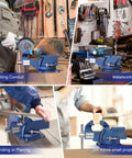 4 Inch Bench Vise With 360 Degree Swivel Base, Ductile Cast Iron Heavy Duty Vise For Home Workshop, Grips Tight on Workbench