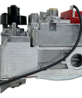 Durablow DV970A-LP millivolt gas valve assembly; silver metal body with black knob and red actuator, 3/8 in inlet/outlet