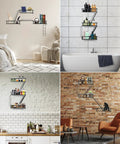 Built Tight Three Tier Fire Escape Wall Shelf In Matte Black For Bedroom Living Room Or Dorm Decor Heavy Duty Ladder Shelf with decor items displayed
