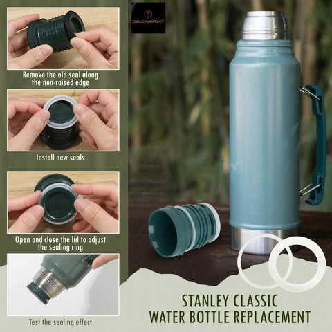 2 Pack Replacement Gaskets For Classic Vacuum Insulated Wide Mouth Bottles - BPA Free Silicone Seals shown with bottle