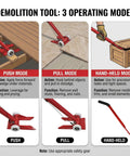 Pallet Buster Deck Wrecker Tool Heavy Duty Pry Bar For Pallets Flooring Wood Dismantling Manual Demolition Crowbar With Extra Long Handle For Maximum Leverage So You Pry Deck Boards Like A Boss. Three operating modes for push, pull, and hand-held use.