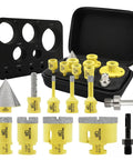 Tile Hole Saw Drill Bits Set 10 Piece For Porcelain Ceramic Granite Marble And Masonry Includes Core Bits Enlarging Bits Chamfer Bit With 6 8 10 25 35 50 65 mm Sizes And 10 mm Hex Shank For Diy Home Projects.