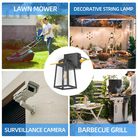 Super Durable Dusk To Dawn Porch Lights Packed With Two Outlets That Are Waterproof And Anti Rust In Black Finish For Your Garage Patio Or Garden