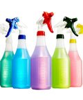 Skip The Flimsy Jugs And Load Up On These Chemical Resistant Spray Bottles 32 Oz Five Pack in assorted colors with trigger sprayers.